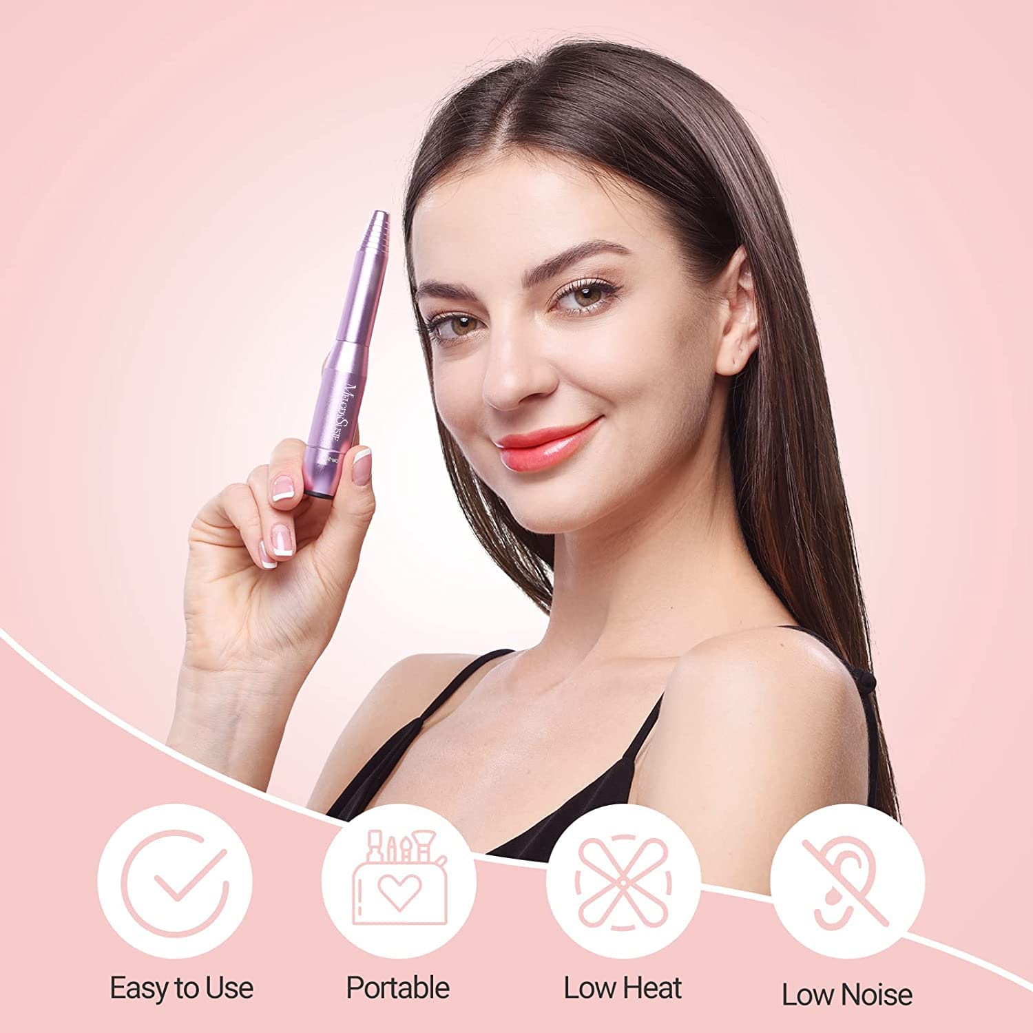 MelodySusie Taladro de uñas eléctrico portátil, compacto Efile Kit de lima de uñas profesional para acrílico con toallitas de uñas sin pelusa, 500