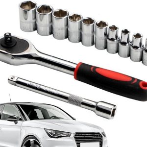 Juego de llaves de vaso  Kit de llaves de trinquete de 14 pulgadas, kit de herramientas mecánicas y juego de enchufes con mango de trinquete Juego de llaves de vaso  Kit de llaves de trinquete de 14 pulgadas, kit de herramientas mecánicas y juego de enchufes con mango de trinquete