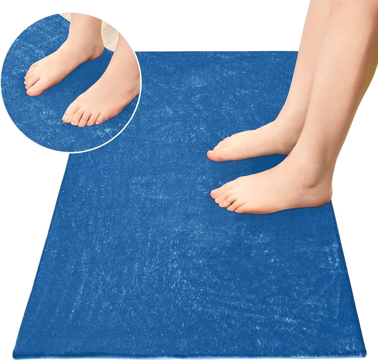 Joisal Alfombra de baño azul mineral, lavable a máquina, alfombras absorbentes con respaldo de goma, 39 x 20 pulgadas