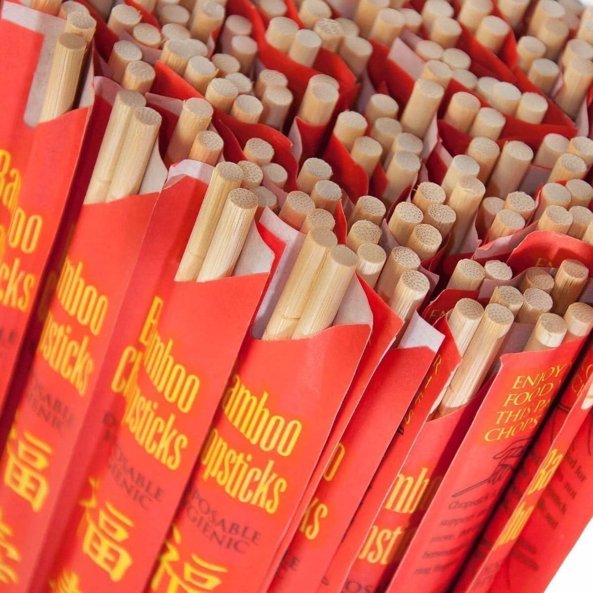 ROYALNA – Palillos desechables de bambú prémium tratados con rayos UV, 100 pares (bambú, 100 pares)