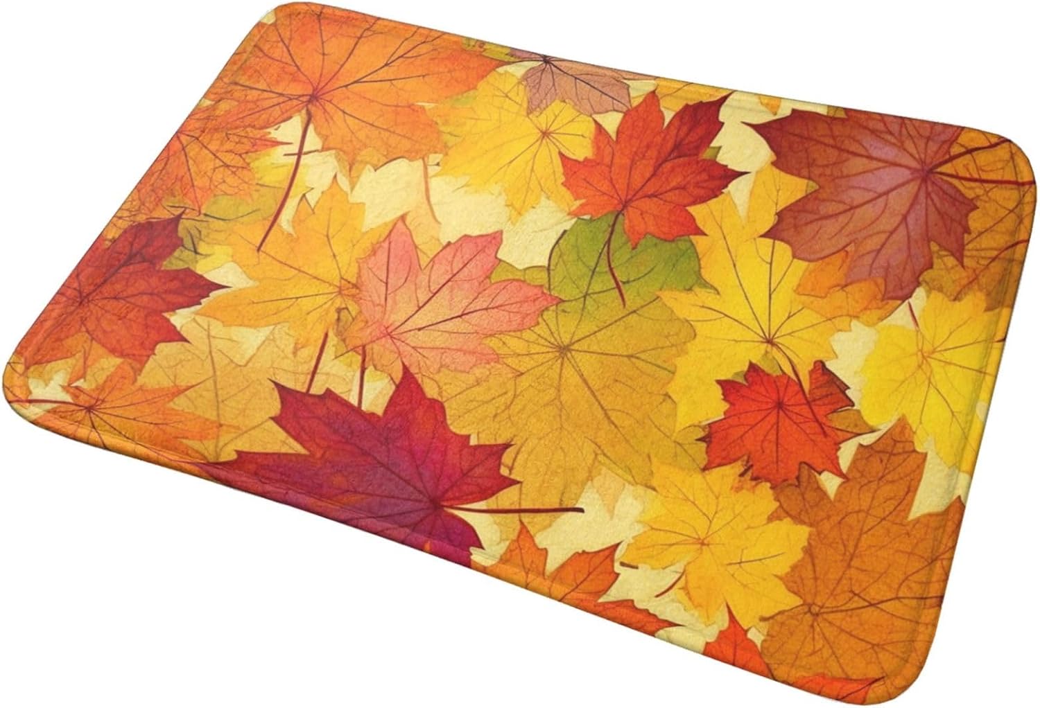Autumn Leaves of Maple Print Bathroom Rugs Soft Flannel Area Rug Non-Slip Bath Rug Welcome Door Mat Carpet for Living Room Bedroom Outdoor 24 x 16 in