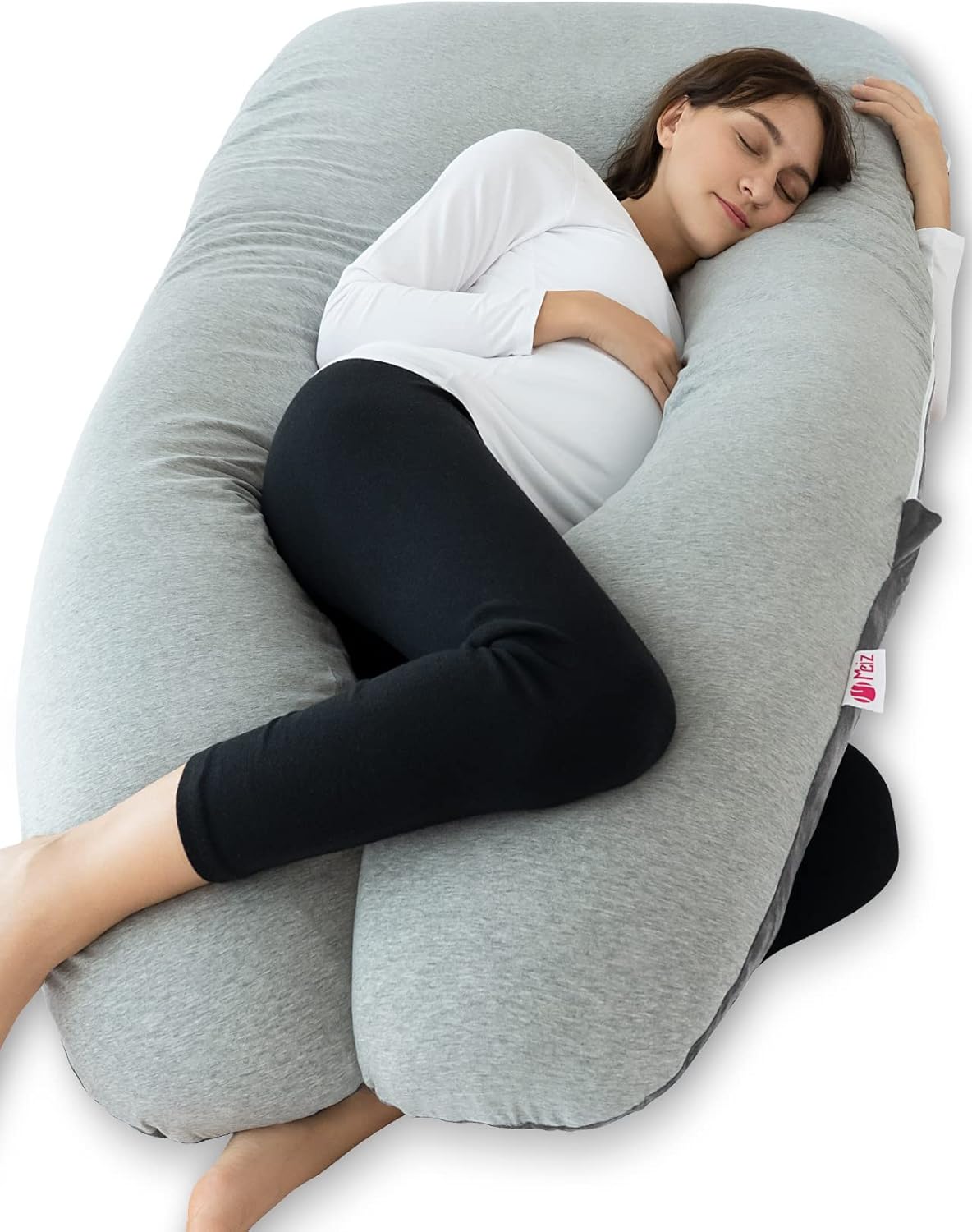 Meiz Almohadas de embarazo refrescantes, almohada de embarazo en forma de U, almohada de cuerpo completo y almohada de maternidad para apoyo cuello,