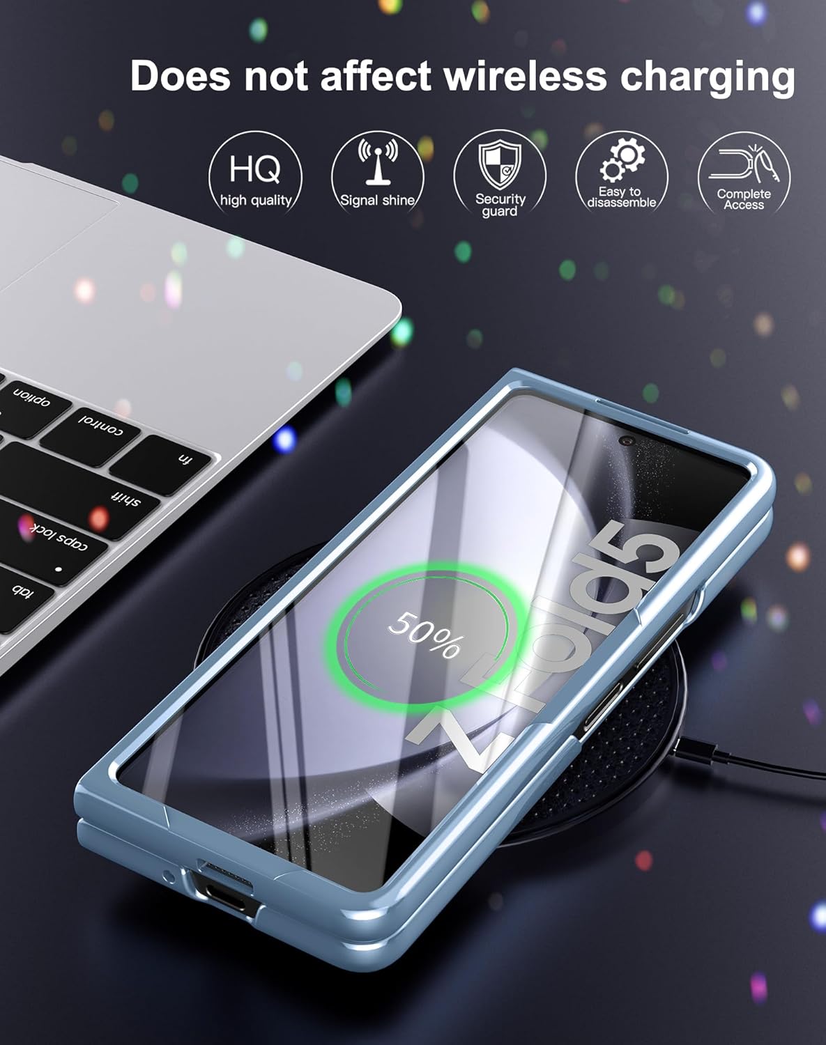 DDJ Funda para Samsung Galaxy Z Fold 5, funda rígida de policarbonato brillante con diamantes de imitación para mujeres y niñas, funda brillante