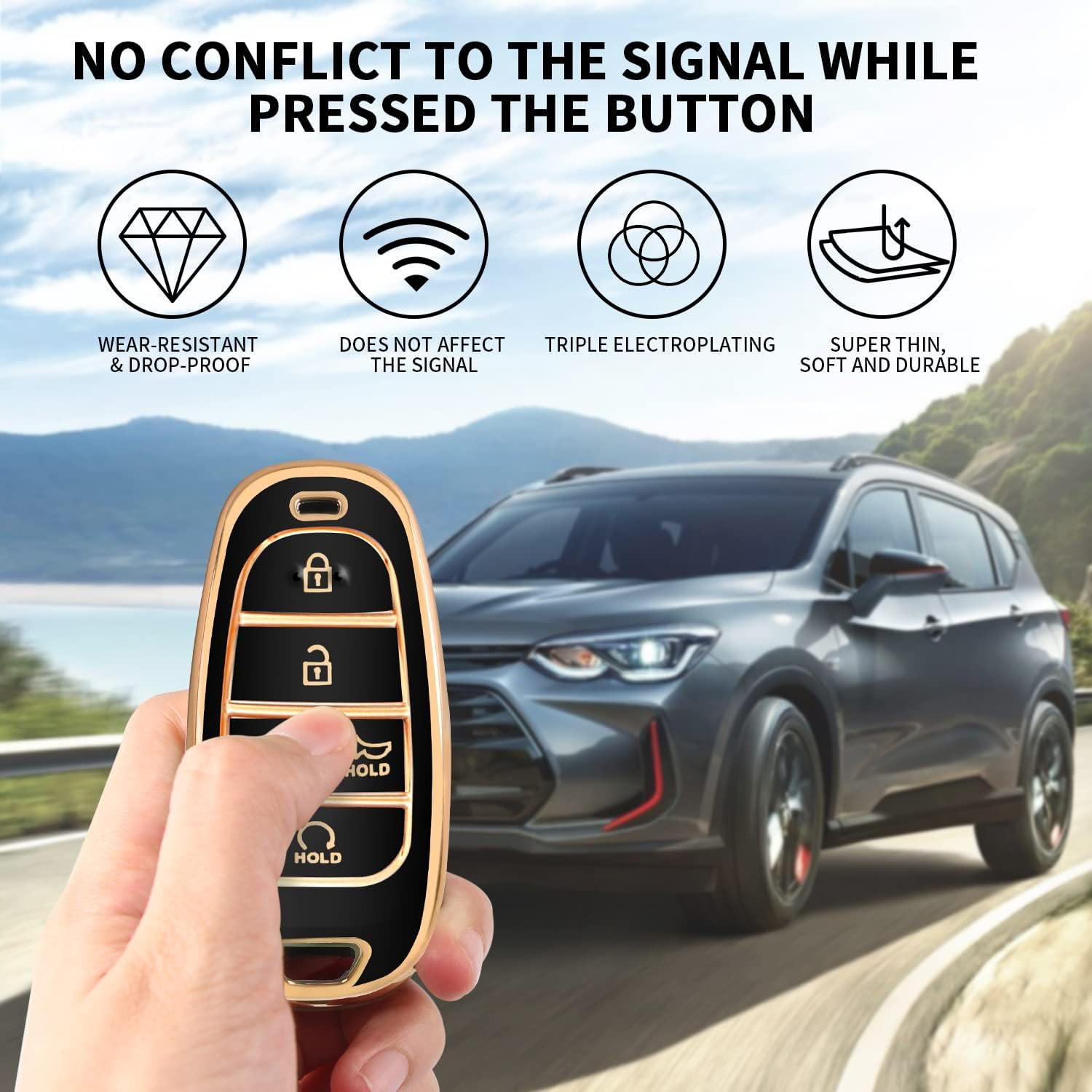Funda para llavero Hyundai con llavero compatible con Hyundai Sonata Smart de 5 botones 2020, funda protectora de TPU