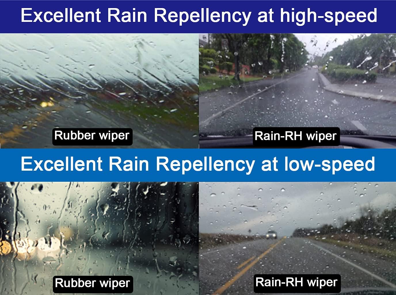 RAIN-RH Limpiaparabrisas 100% silicona de 18 pulgadas, repelente al agua, limpiaparabrisas para mi automóvil (paquete de 1)