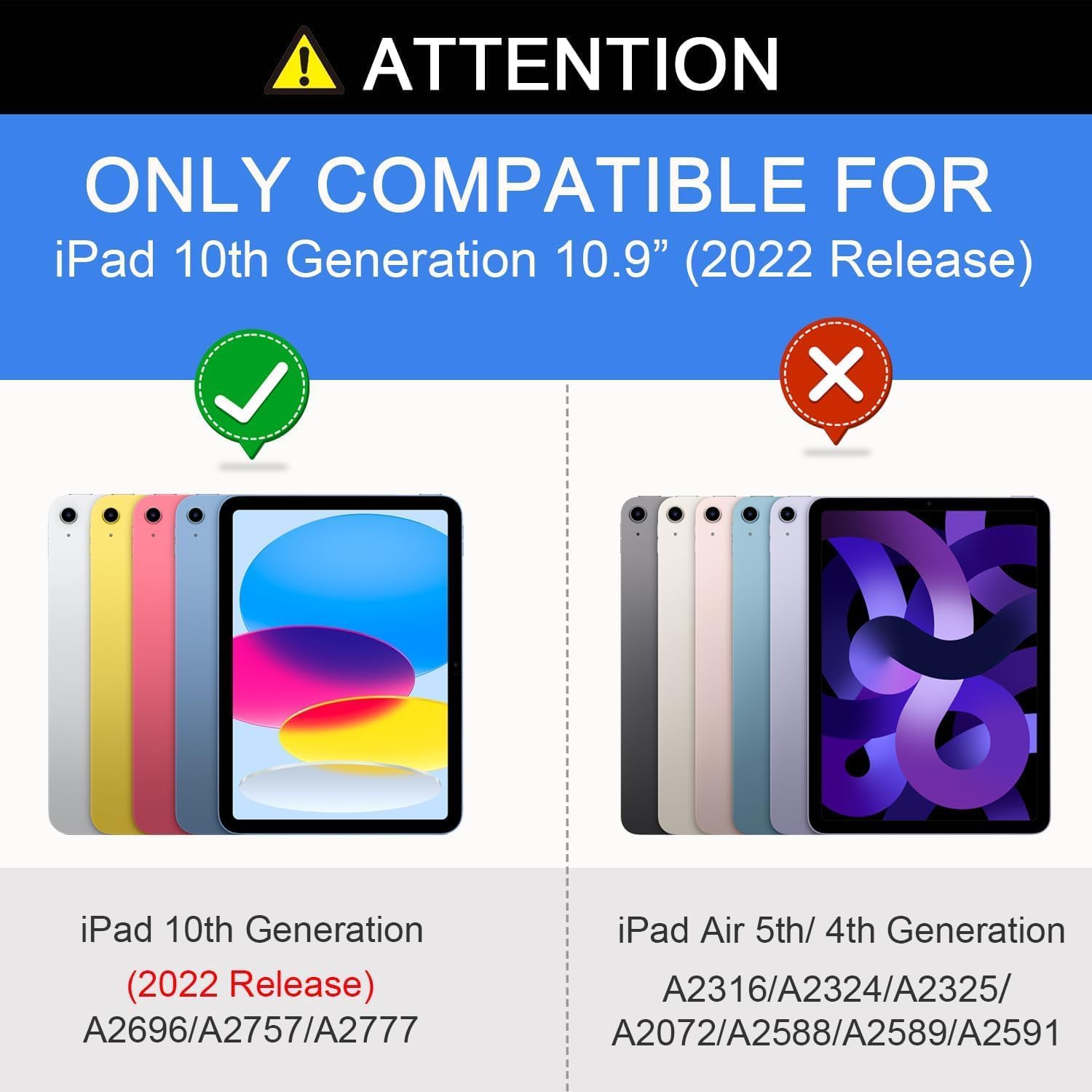 ZXHSBROK Funda para iPad de 10 generación 2022 de 10.9 pulgadas, funda delgada de piel sintética plegable con función de reposoencendido automático
