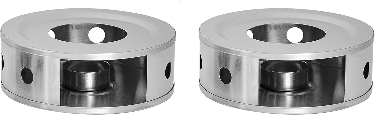 NewlineNY – Calentadores de té de café de acero inoxidable, doble 6 pulgadas circulares de té de hierbas (vela no incluida)