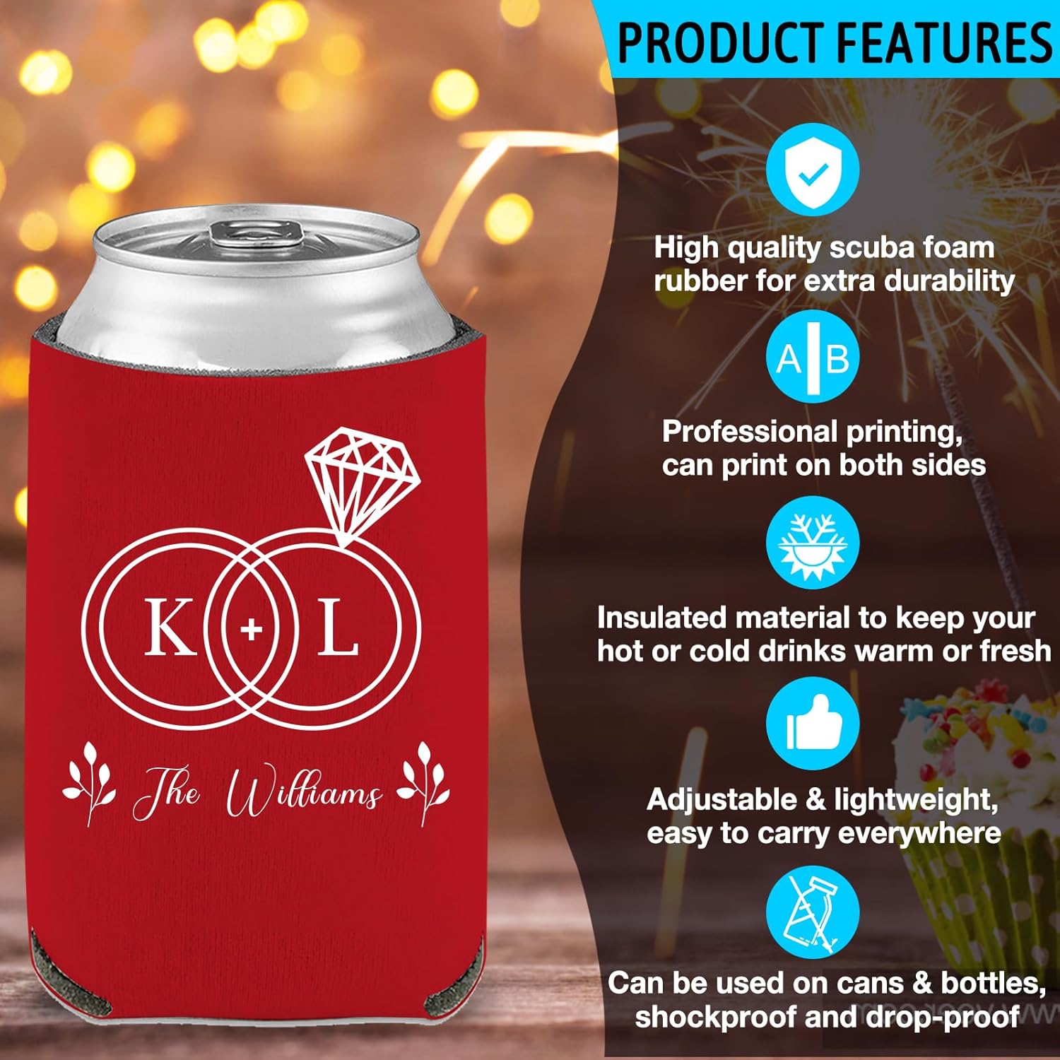 20 fundas personalizadas para enfriar latas a granel, cubierta aislante de bebidas personalizada con texto y logotipo, enfriadores de latas de