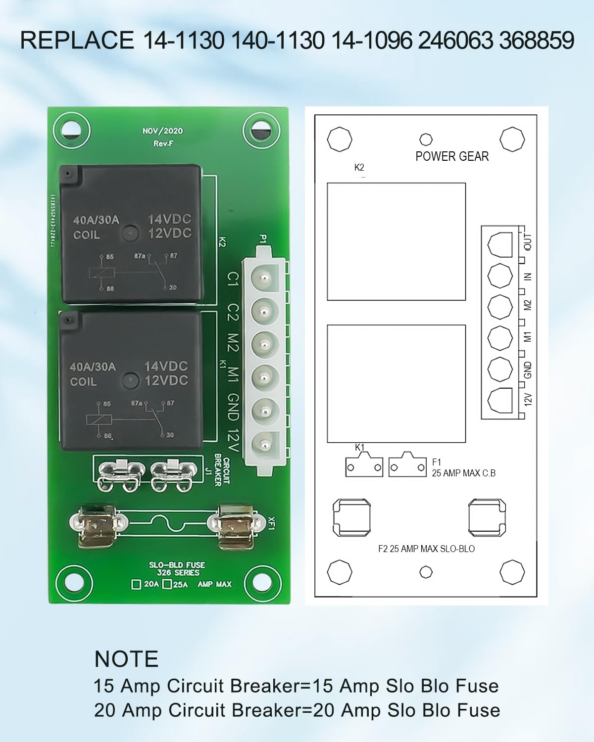 Tablero de control de relé deslizante RV compatible con Power Gear Reemplazar 14-1130 140-1130 14-1096 246063 368859 con conector de arnés de cables