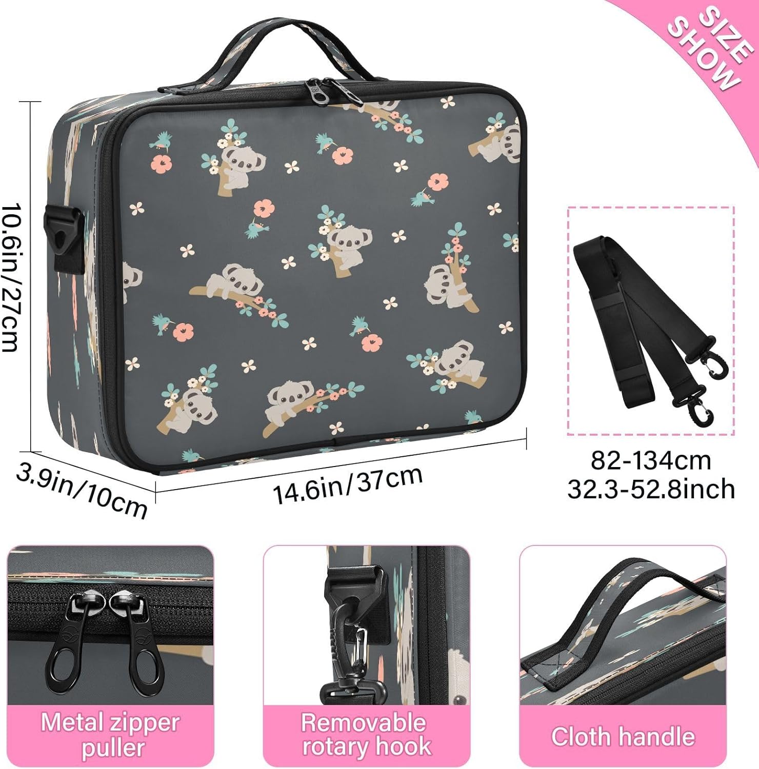Sloth Cartoon Dark Color travel bag cosmetic carry case make up bag travelling large make up bag travel makeup train cosmetiquera de viaje para