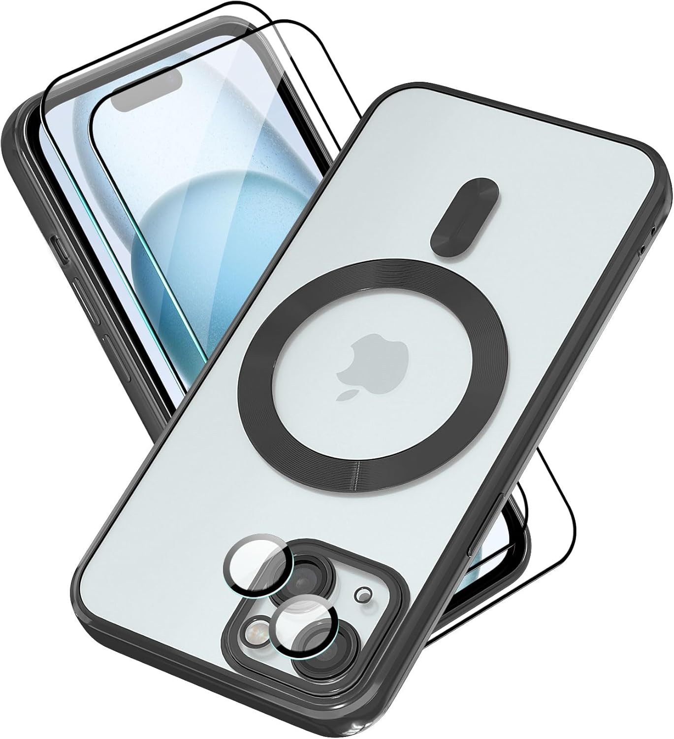Funda magnética para iPhone 15, galvanizada transparente, delgada, para iPhone 15 (6.1 pulgadas), con película protectora de pantalla, a prueba de