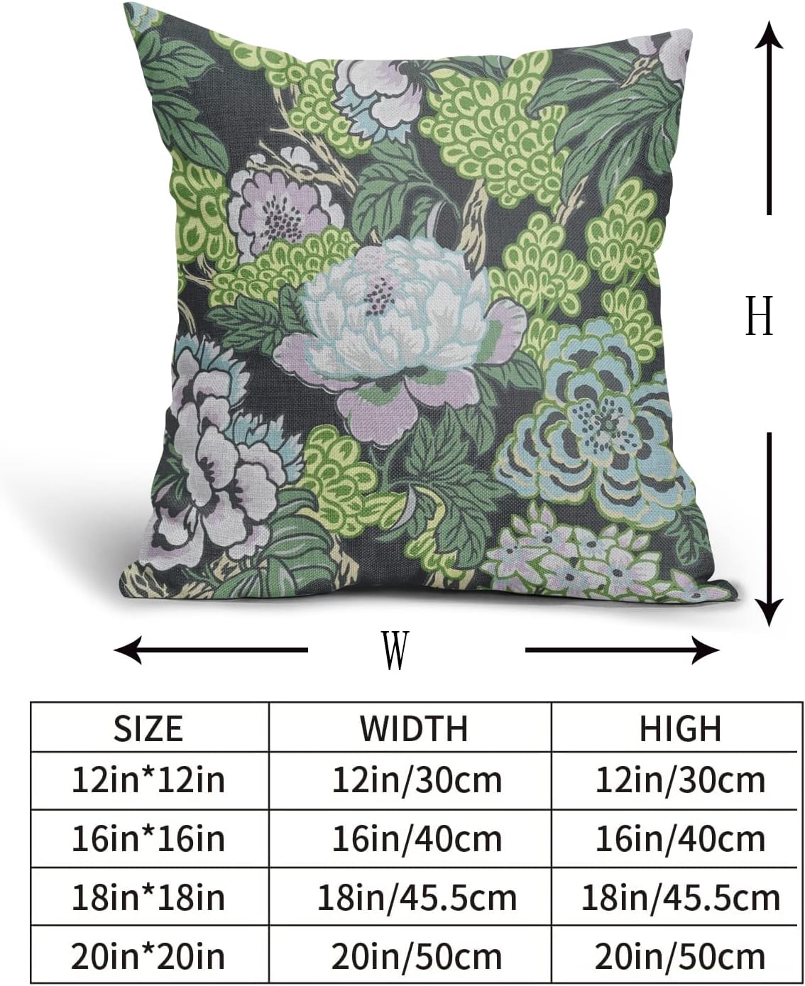 Juego de 2 fundas de almohada florales de color blanco y verde turquesa de 18 x 18 pulgadas, fundas de almohada decorativas de lino para