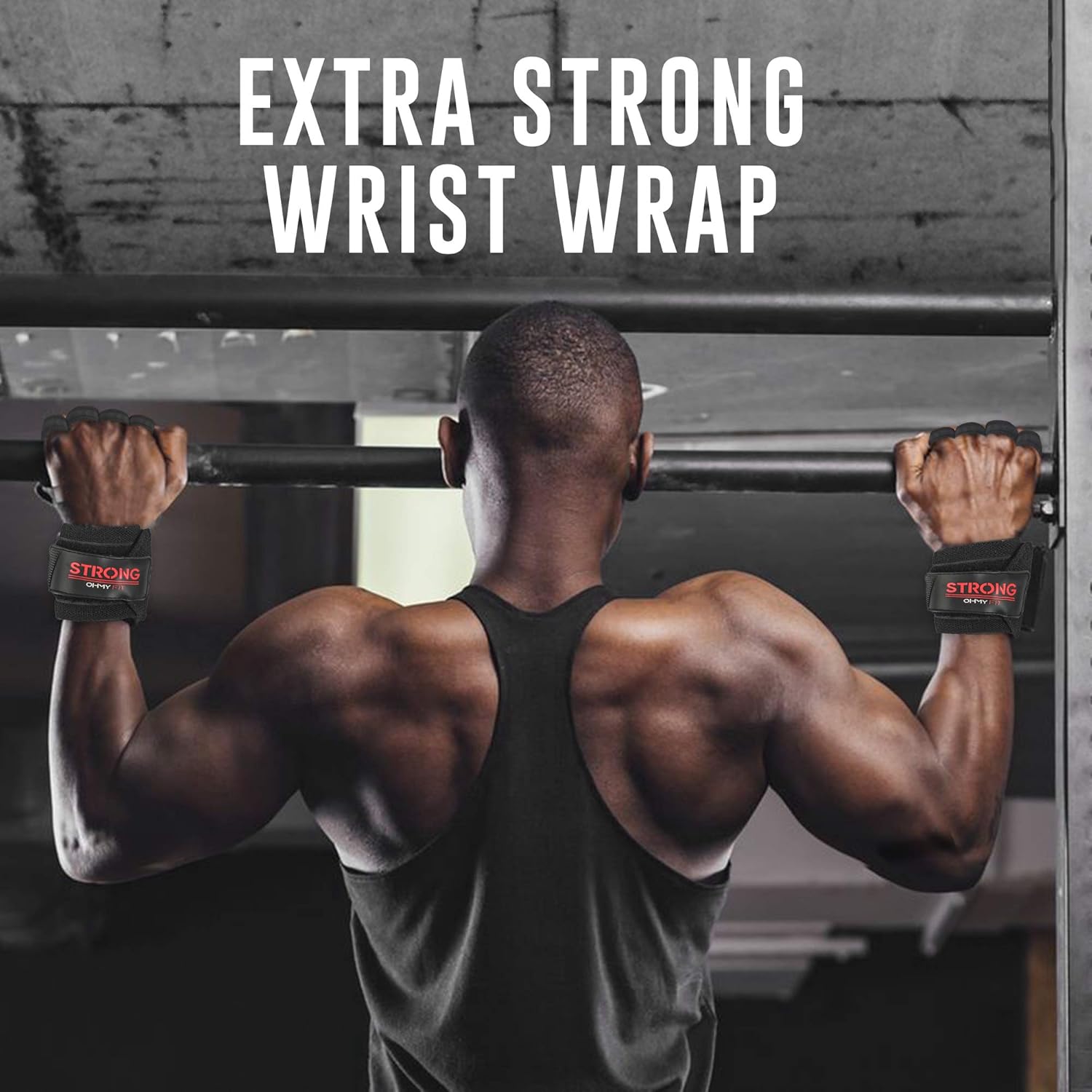 OHMY FIT Guantes de muñeca resistentes para hombre ideales para entrenamientos, gimnasio, peso muerto y crossfit con protección para la palma de la