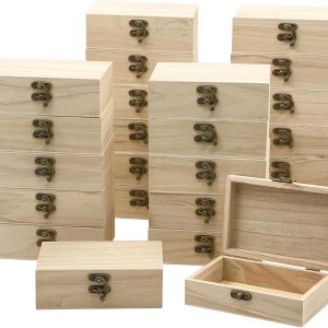 Paquete de 24 cajas pequeñas de madera para manualidades, caja de madera sin terminar de 6 x 4 x 2 pulgadas, caja de recuerdo para almacenamiento de Paquete de 24 cajas pequeñas de madera para manualidades, caja de madera sin terminar de 6 x 4 x 2 pulgadas, caja de recuerdo para almacenamiento de