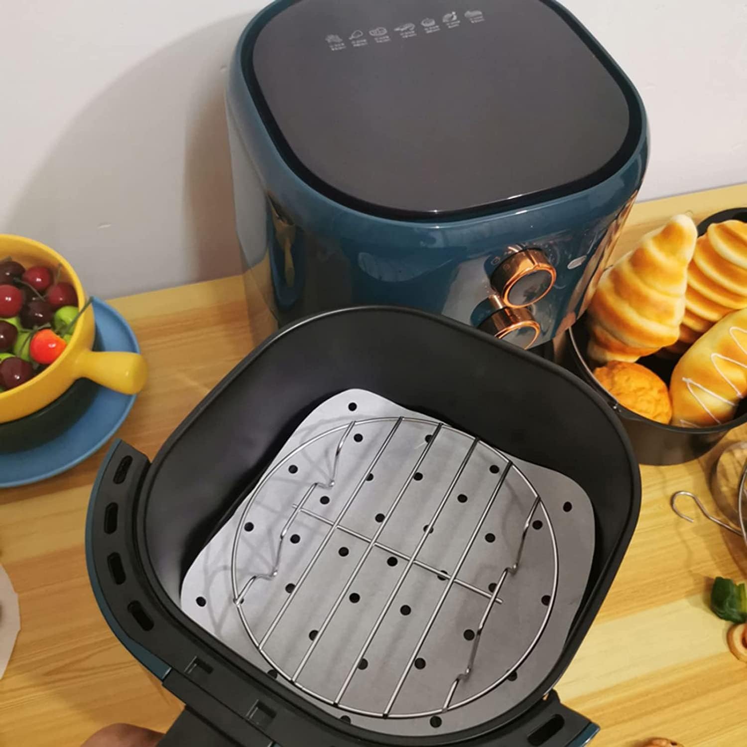 Estante de cocina redondo de 9 pulgadas, versátil rejilla de acero inoxidable, rejilla de vapor, se adapta a la freidora de aire, olla a presión,