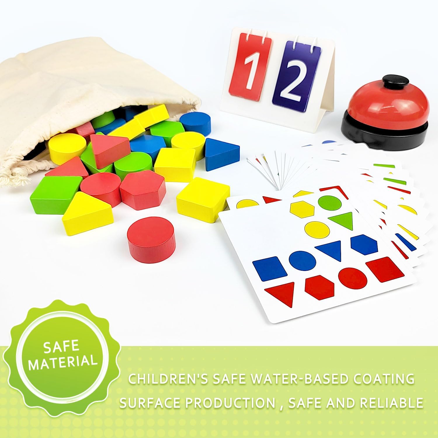 Juego de rompecabezas Montessori Montessori de madera para niños pequeños con marcador, campana y tarjetas para niños de 3, 4, 5, 6 años (para 2