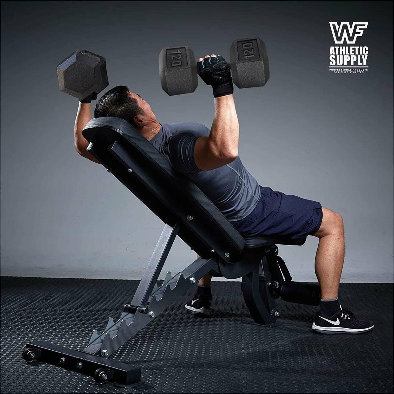 WF Athletic Supply Mancuernas hexagonales sólidas de hierro fundidonegro, juego de 2 pesas libres de entrenamiento de fuerza para mujeres y hombres,