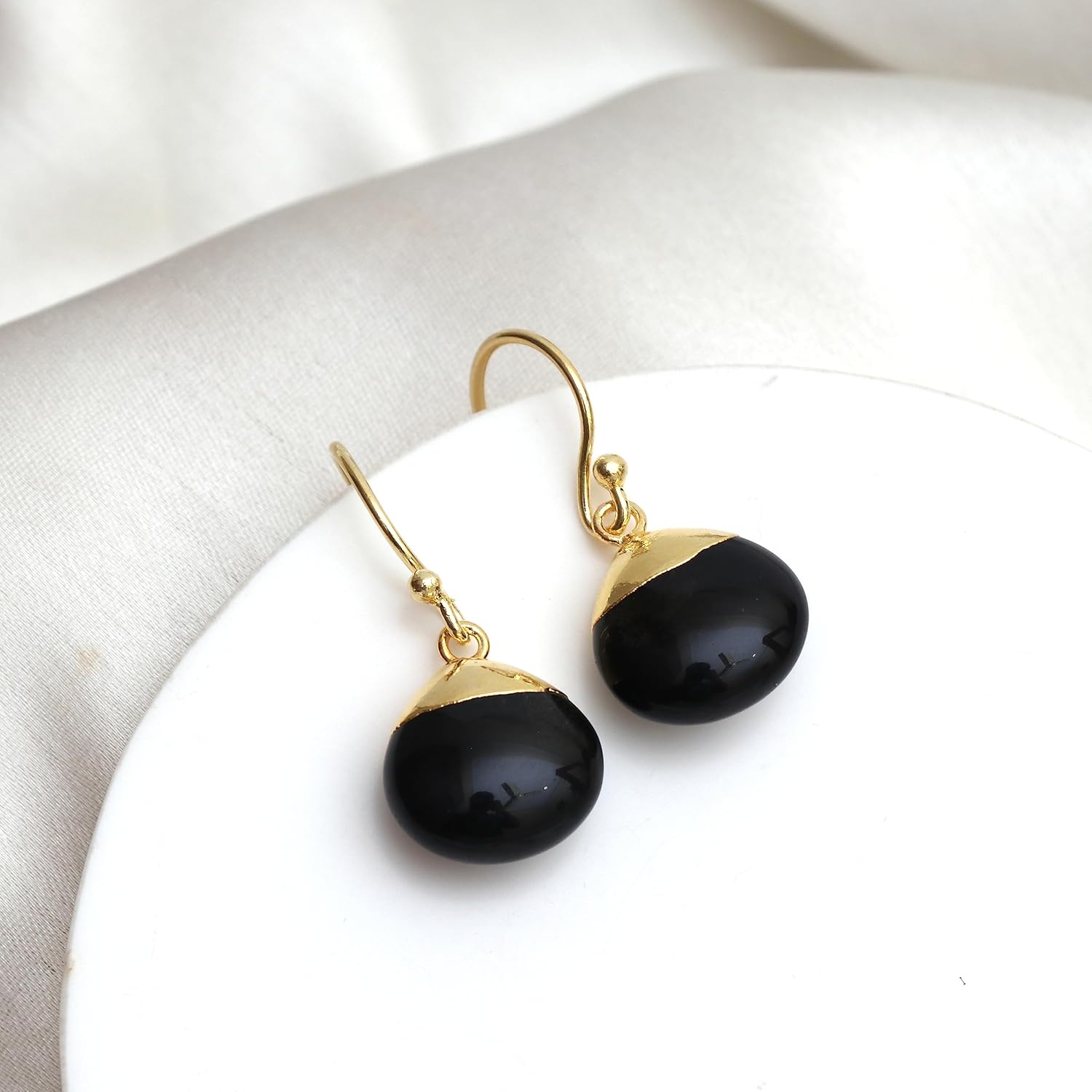 Gempires Natural Golden Obsidian Pear Earring For Women Birthstone Jewelry Hypoallergenic Earrings For Women (Golden Obsidian)