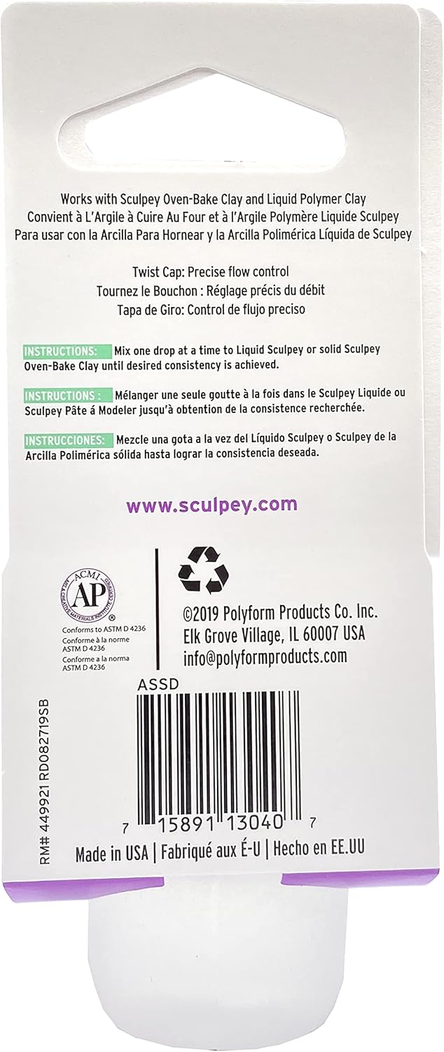 Polyform Sculpey Clay Suavizante y diluyente de 1 onza (paquete de 3) con tapa giratoria para un control de flujo preciso para arcilla