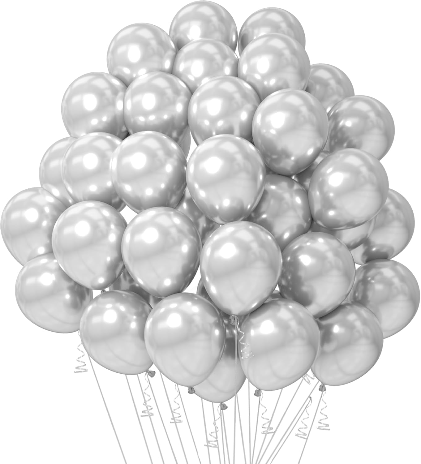 Globos plateados, globos metálicos plateados, 50 unidades, globos plateados de 12 pulgadas, globos plateados metálicos, globos para decoración de