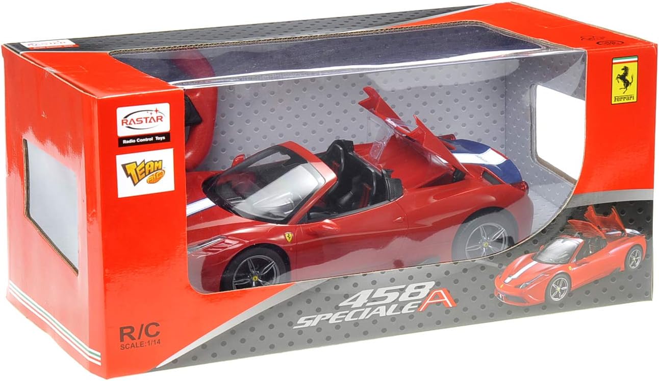 PowerTRC 114 Conrol Ferrari 458 Speciale con tapa convertible funcional  RC Electric Hobby Racing Car para niños, niñas y adultos (rojo)