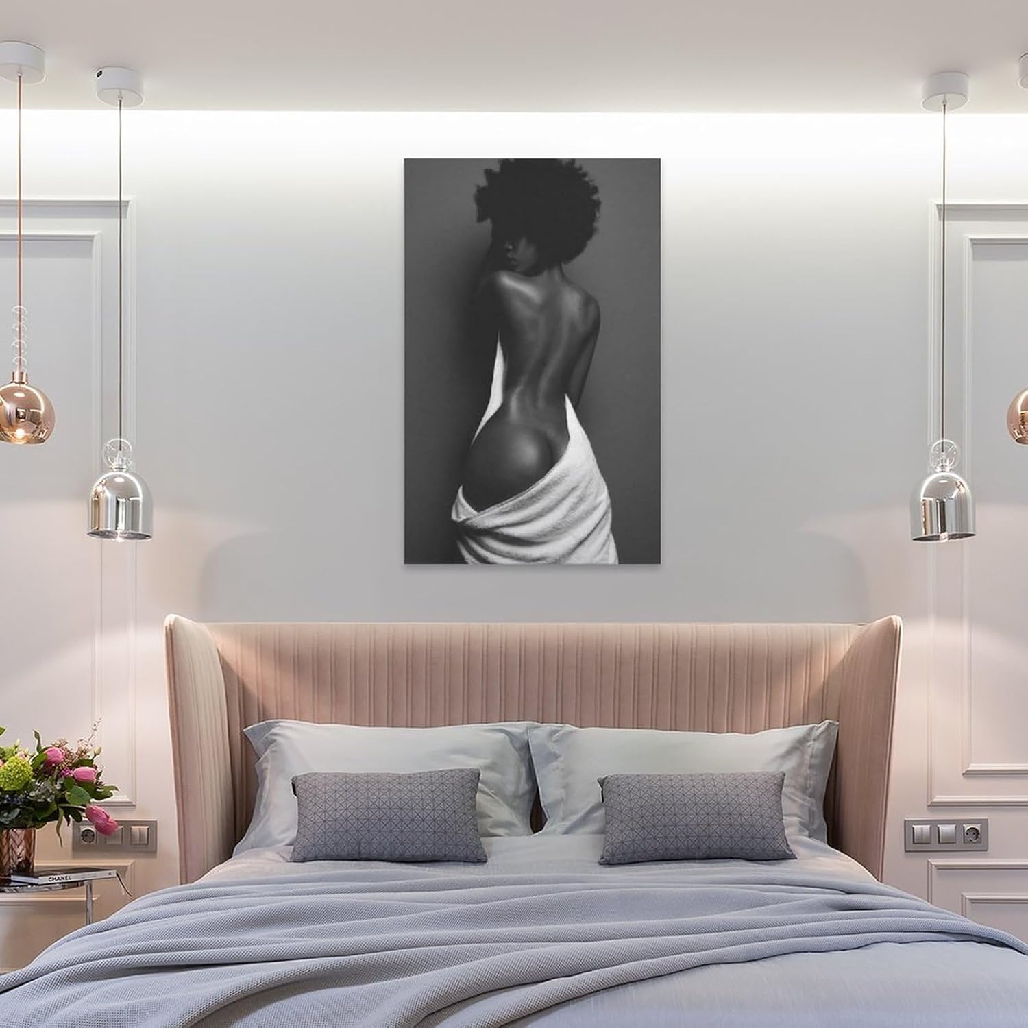 MQISNOHA Póster de arte de pared sexy de mujer negra negra afroamericana, pinturas artísticas en lienzo, decoración de pared, decoración del hogar,