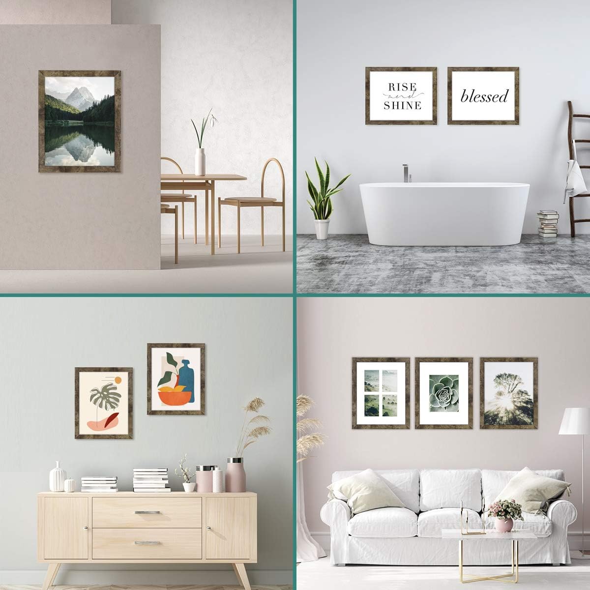 Hap Tim – Marco de fotos de madera rústicos para decoración de mesa o pared