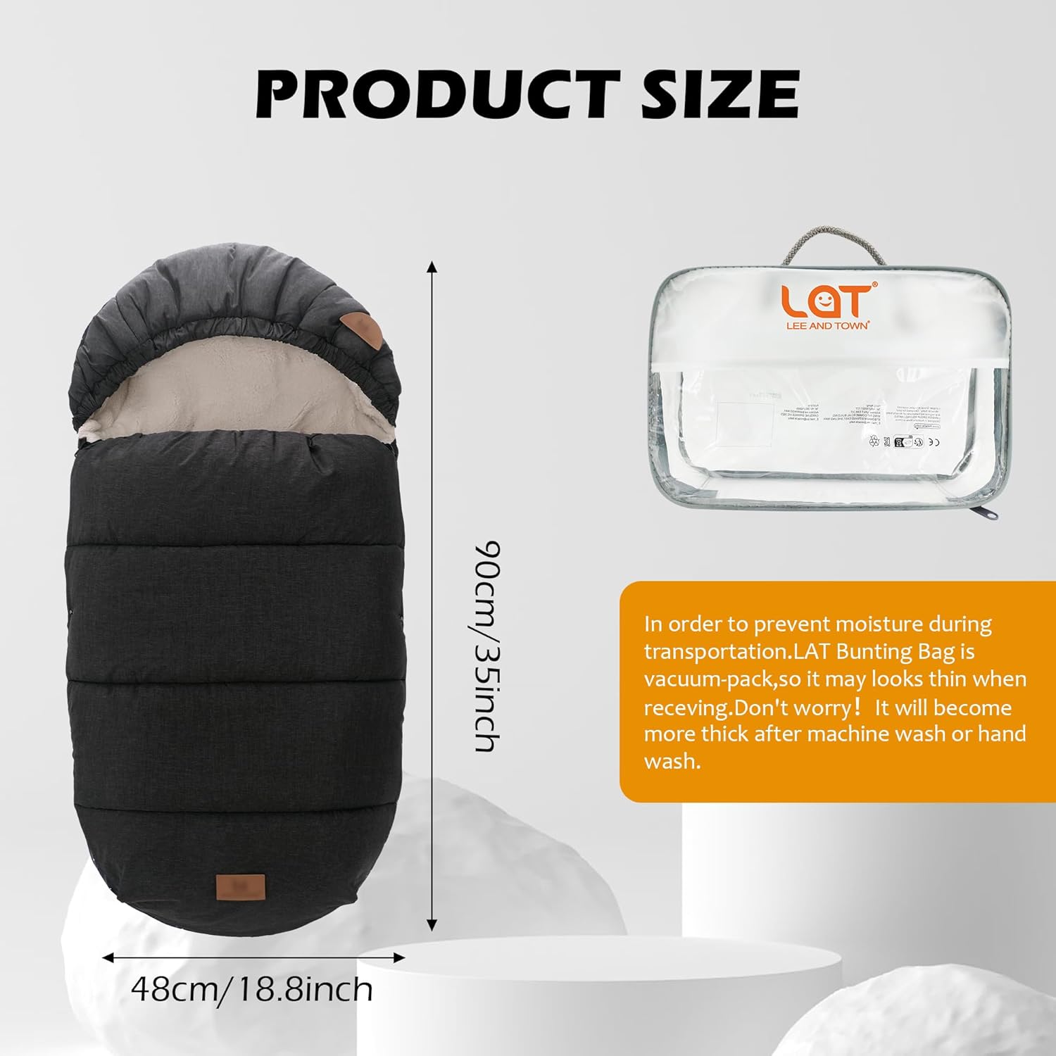 LAT – Saco de dormir para bebé, cálido, universal, saco de dormir para cochecito para clima frío, saco impermeable para niños pequeños (desmontable,