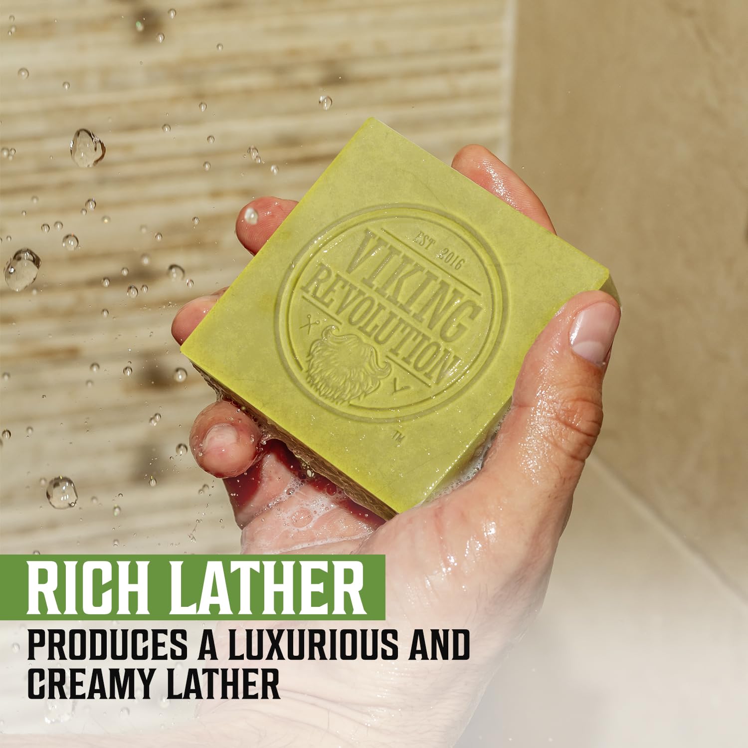 Viking Revolution Jabón natural de bergamota para hombres, barra de jabón para hombre con aceites esenciales prensado en frío para hombres, jabón