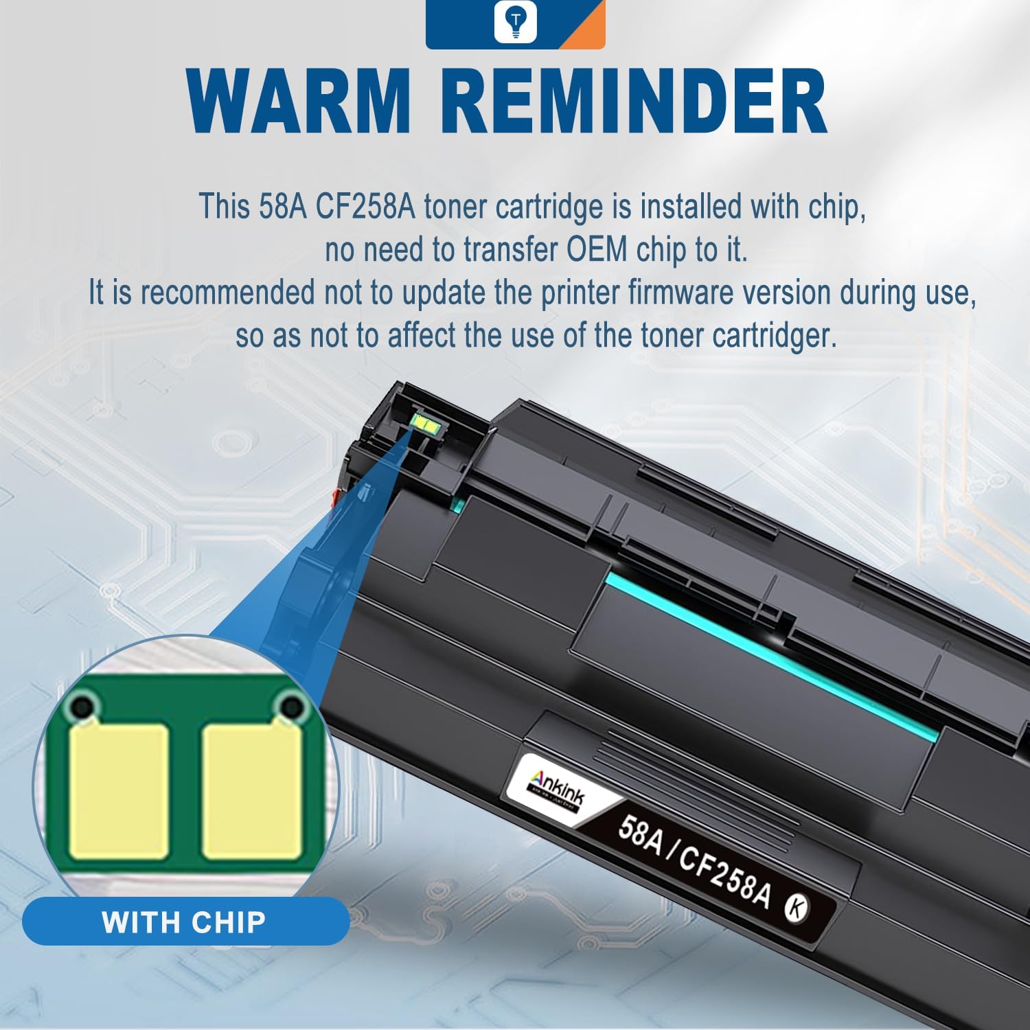 (con chip) ANKINK 58A CF258A Cartucho de tóner negro de alto rendimiento de repuesto para HP 58A 258A 58X CF258X para impresora láser MFP M428fdw