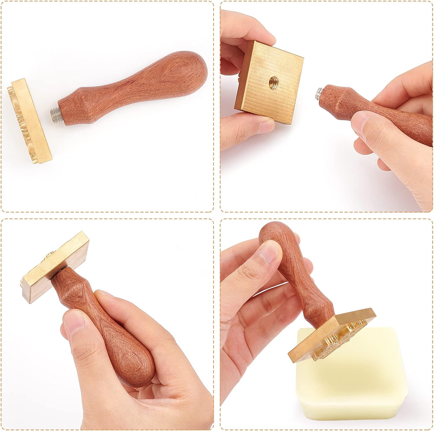 OLYCRAFT Sello de jabón hecho a mano, capítulo de jabón de 1.6 pulgadas con frase de jabón hecha a mano, sello de jabón con cabeza de sello de latón