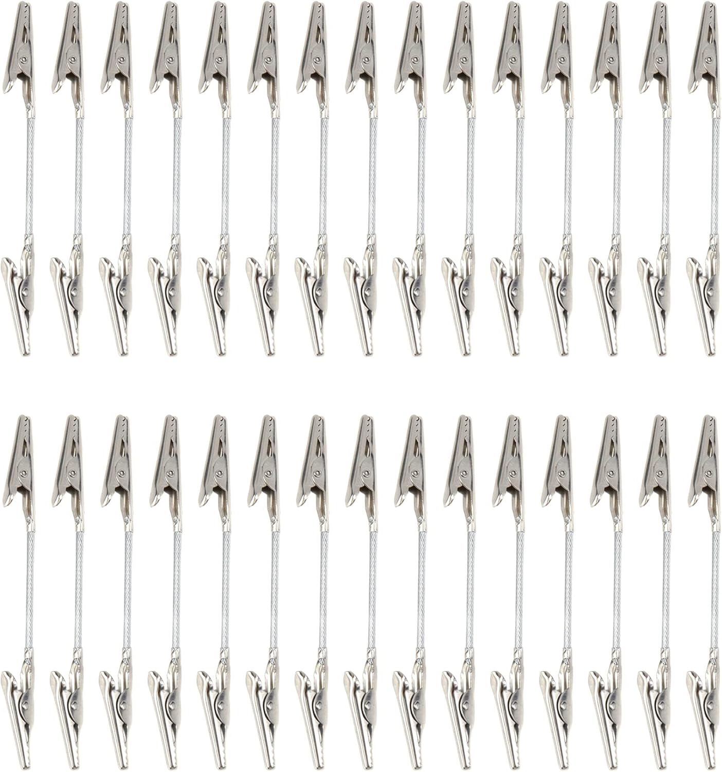 Clips de metal para notas de doble cabeza, clips de cocodrilo, clips de fotos, clips plateados para tarjetas de 4 pulgadas de largo, paquete de 30