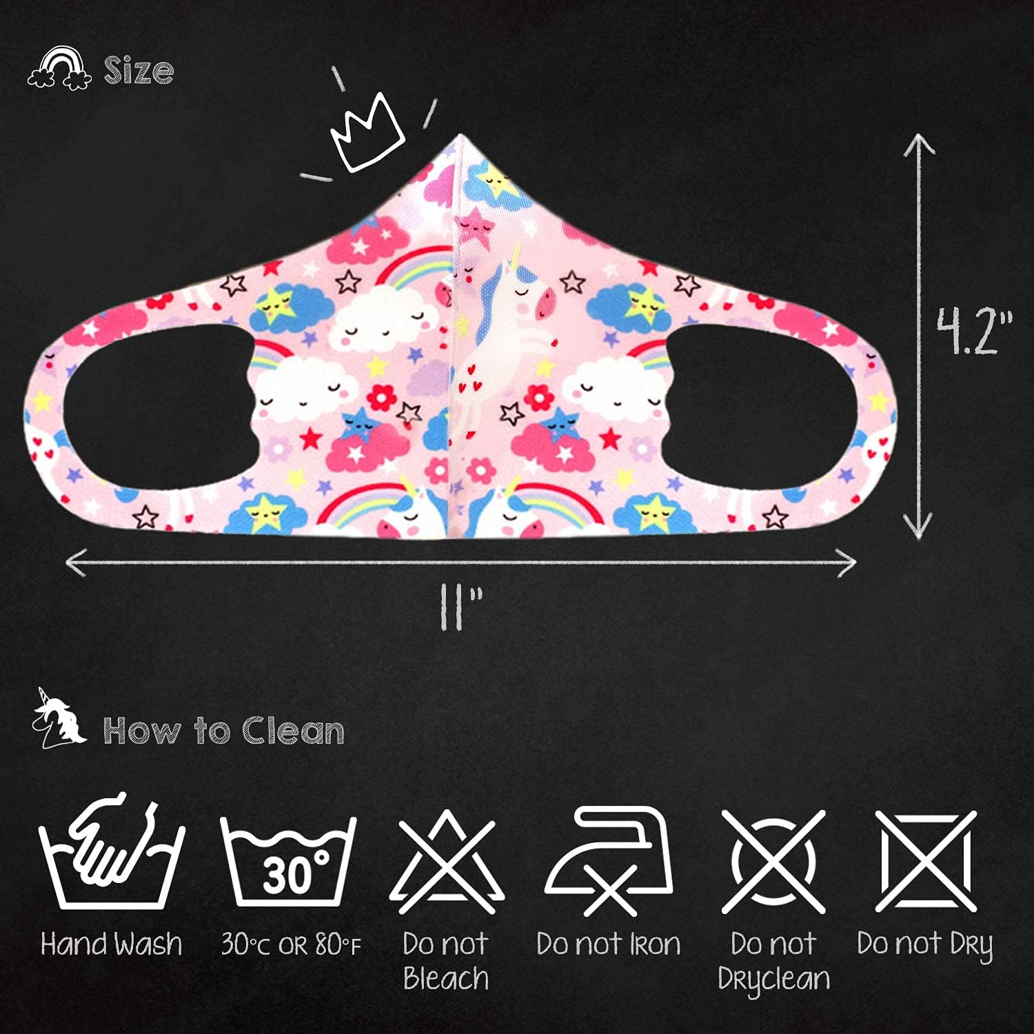 Paquete de 5 variedades máscara de cara unisex de lindo animal, transpirable, lavable, reutilizable, para niños y niñas, talla única , Paquete de 5