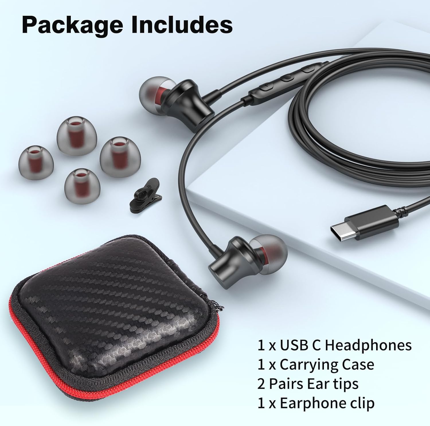 Auriculares USB C con cable para Samsung S24 Ultra S24+ S23 S22 FE iPad Pro iPhone 15 Pro Max Magnético en la oreja Cancelación de ruido Tipo C