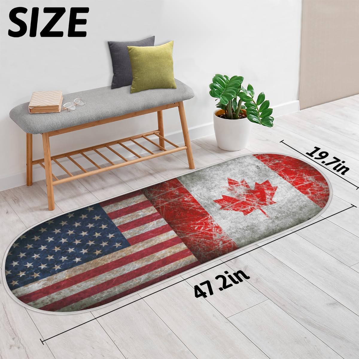 Maple American Flag Memory Foam Bathroom Rug Runner Soft Cozy Bath Rug Water Absorbent Non-Slip Bathroom Mat Thick Velvet Shower Mat Bath Mat for