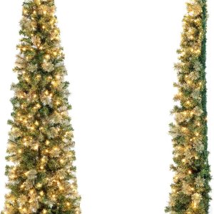 Goplus Árbol de Navidad preiluminado de 7 pies, árbol de Navidad artificial con 150 luces blancas cálidas, 403 puntas de rama, soporte de metal Goplus Árbol de Navidad preiluminado de 7 pies, árbol de Navidad artificial con 150 luces blancas cálidas, 403 puntas de rama, soporte de metal