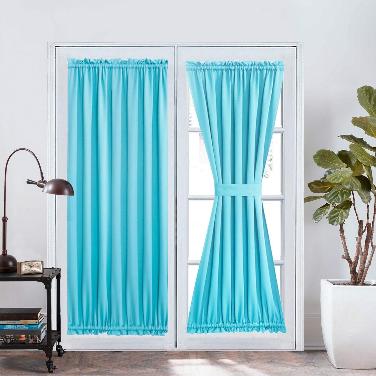 Aquazolax Paneles de cortina corredizos de cristal para puerta, Cortinas opacas sólidas con aislamiento térmico de alta calidad, cortinas opacas de