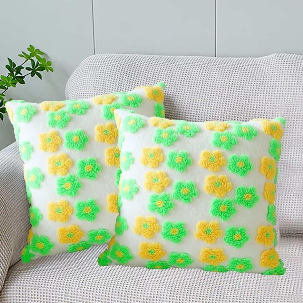 SKXKJian Paquete de 2 fundas de almohada decorativas de Navidad, suaves y esponjosas para dormitorio, de 18 x 18 pulgadas, de piel sintética, con