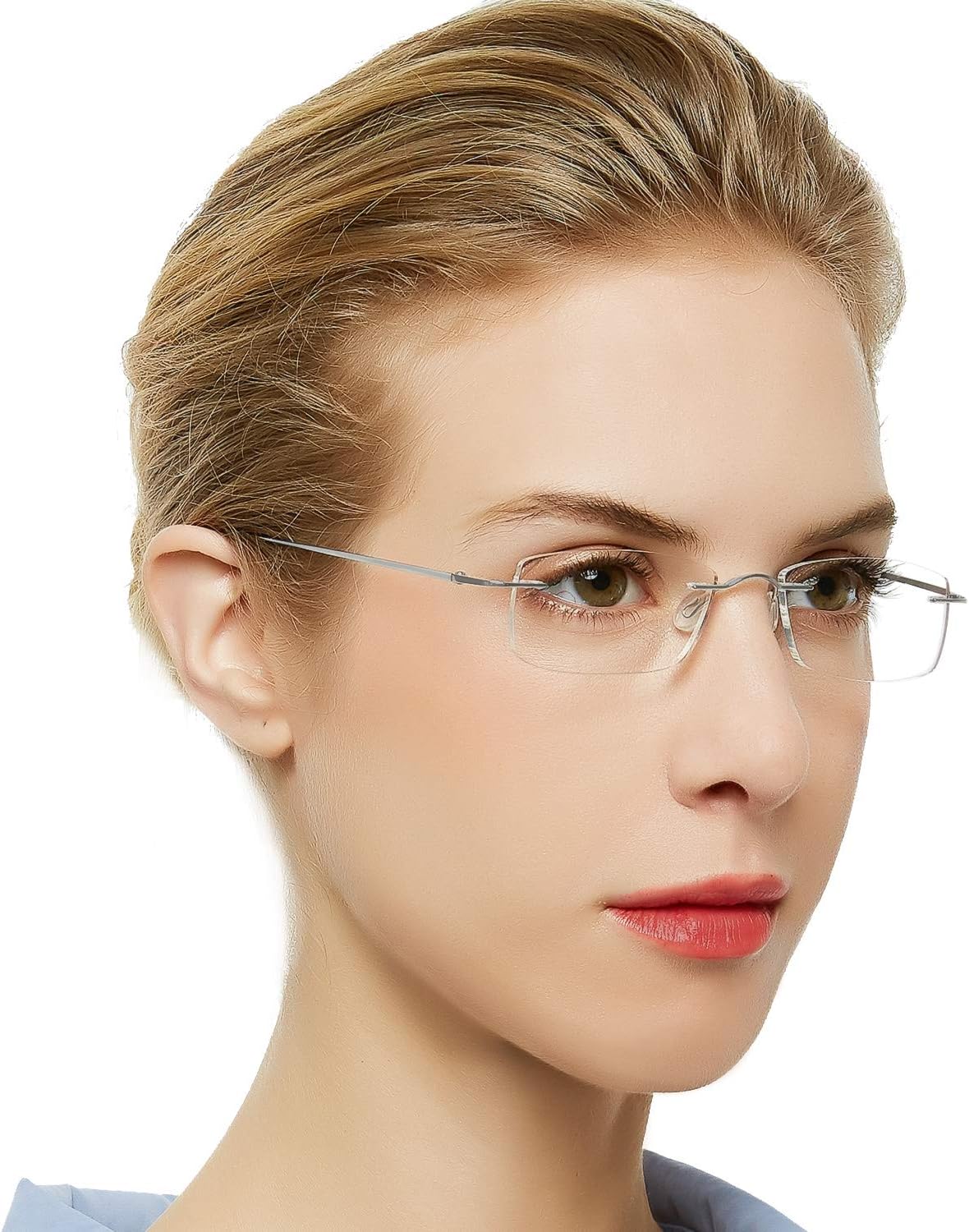 OCCI CHIARI Gafas de lectura 2.5 para mujeres y hombres, lector de moda con bisagra de resorte de metal sin marco de titanio 1.0 1.5 2.0 2.5 3.0 3.5