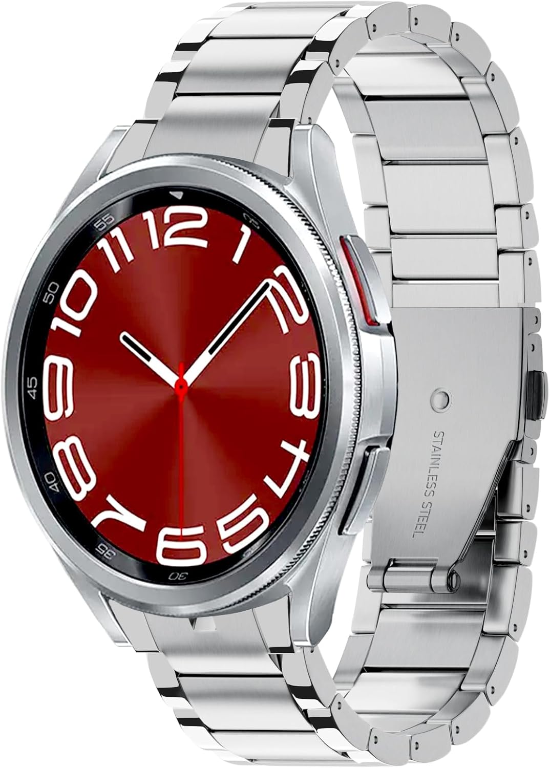 LDFAS Compatible con Samsung Galaxy Watch 6 Classic de 1.77 pulgadas y 1.73 pulgadas, correa de reloj de metal de acero inoxidable de 0.78 pulgadas