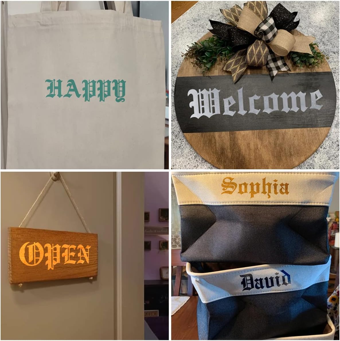 Plantillas de letras del alfabeto de 1 pulgada para pintar, paquete de 70 plantillas de letras en inglés antiguo con números y letreros para pintar
