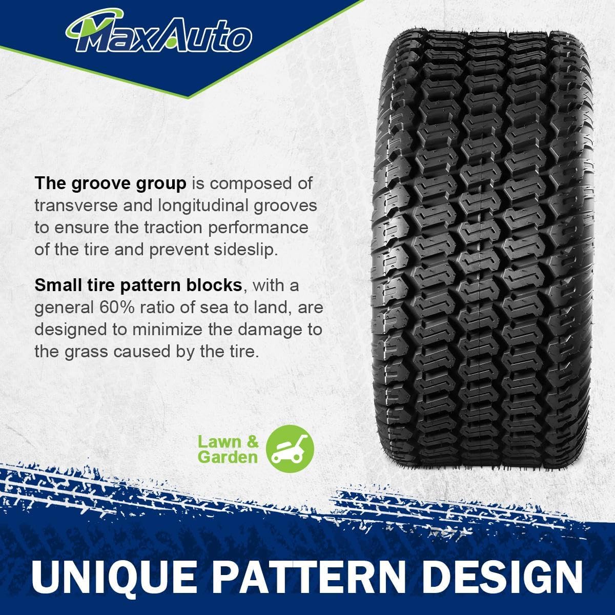 MaxAuto Neumático para cortacésped de 23 x 10.50-12, 23 x 10.50 x 12 nhs, repuesto para cortacésped, carrito de tractor de jardín, neumático de
