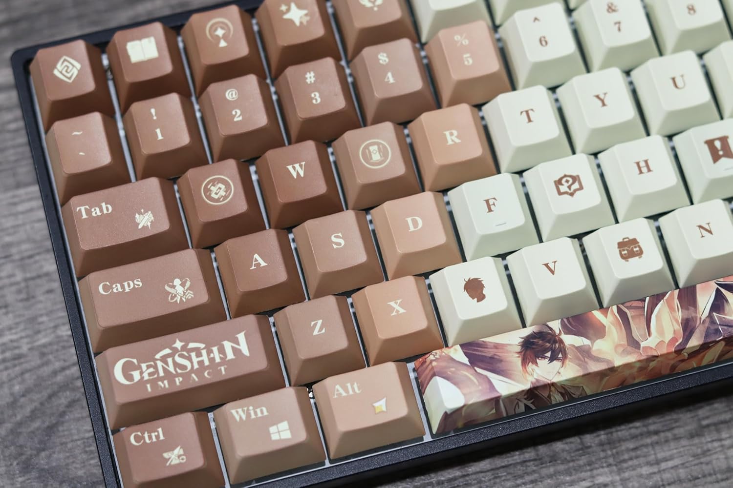 Glacier Genshin – Juego completo de teclas de impacto para teclado mecánico, perfilado de cerezas, sublimación de tinte PBT, compatible con