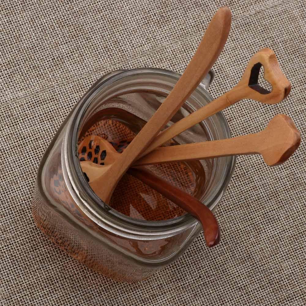 Cuchara mezcladora de madera Cuchara de miel de panal, cuchara de palo de mezcla, cuchara mezcladora de miel, agitador hecho a mano (abeja)