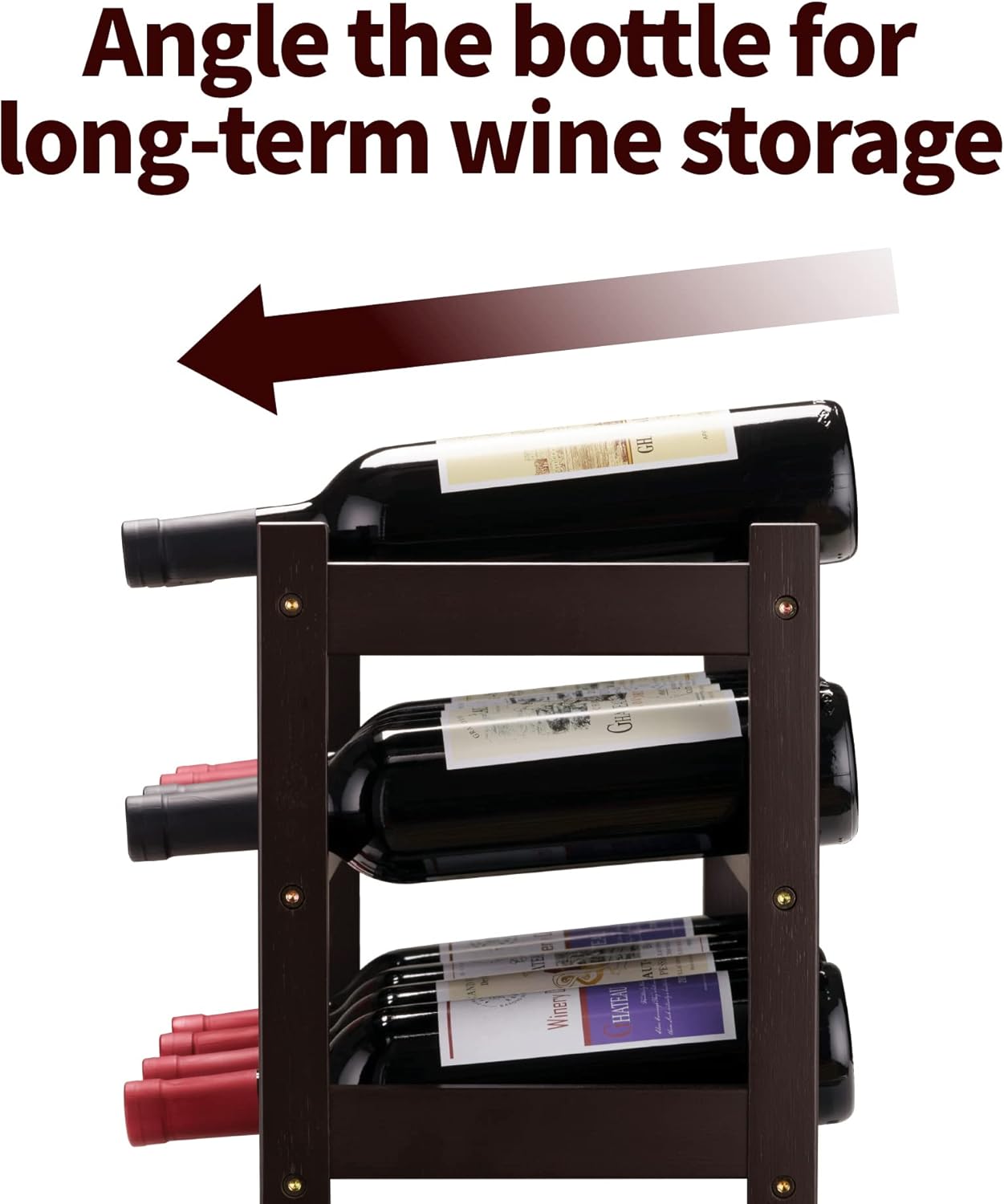 Estante de vino de bambú, estante de almacenamiento de vino resistente y duradero, estantes de vino para encimera para despensa, cocina, 3 niveles