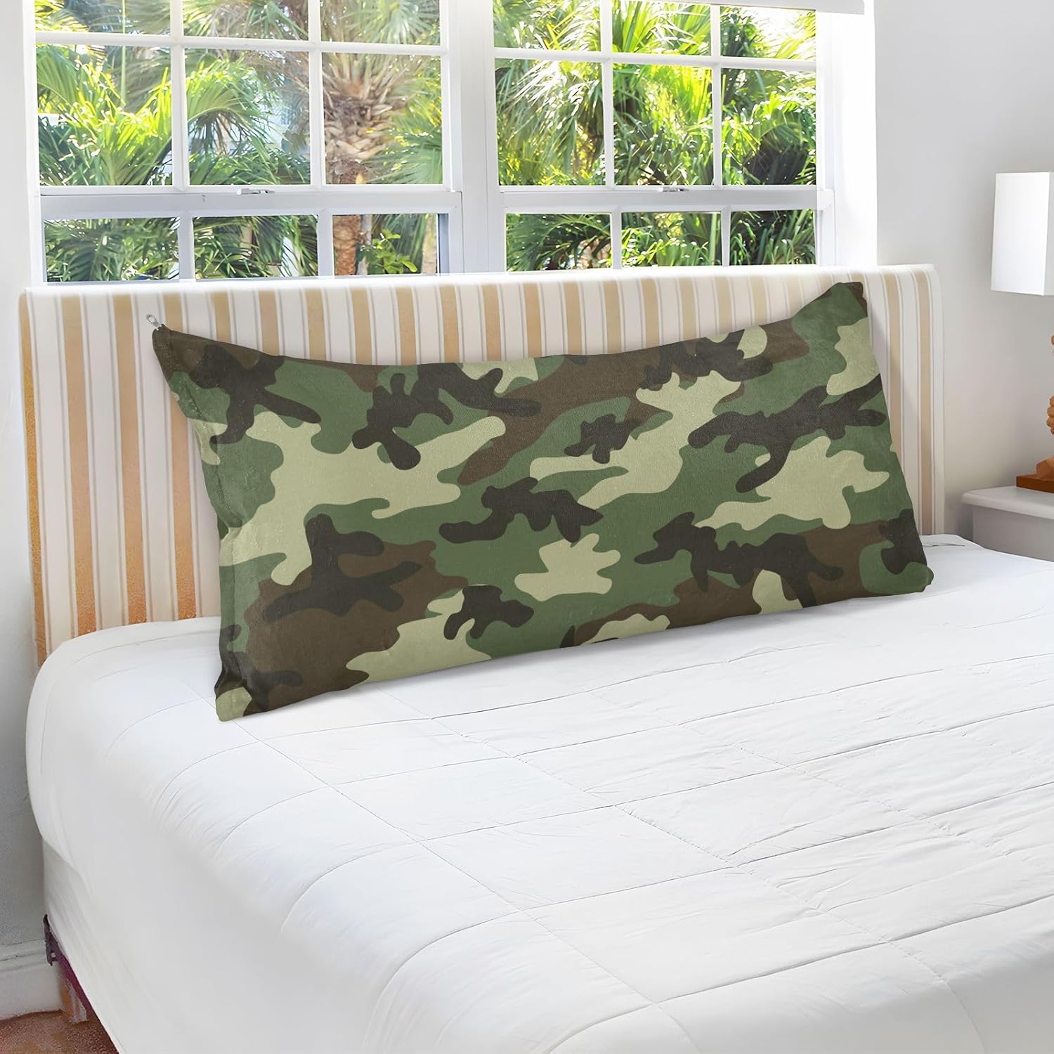 Funda de almohada de camuflaje militar para cabello y piel, fundas de almohada tamaño Queen de 20 x 30 pulgadas, fundas de almohada tamaño corporal