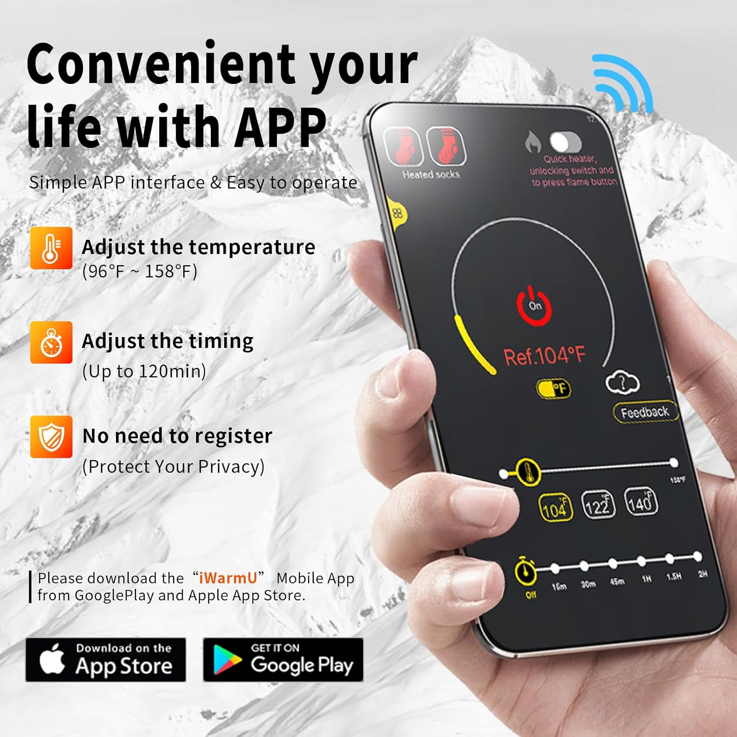 Calcetines térmicos para hombres y mujeres, 5000 mAh con control de aplicación, calcetines calentados por batería, recargables y lavables,