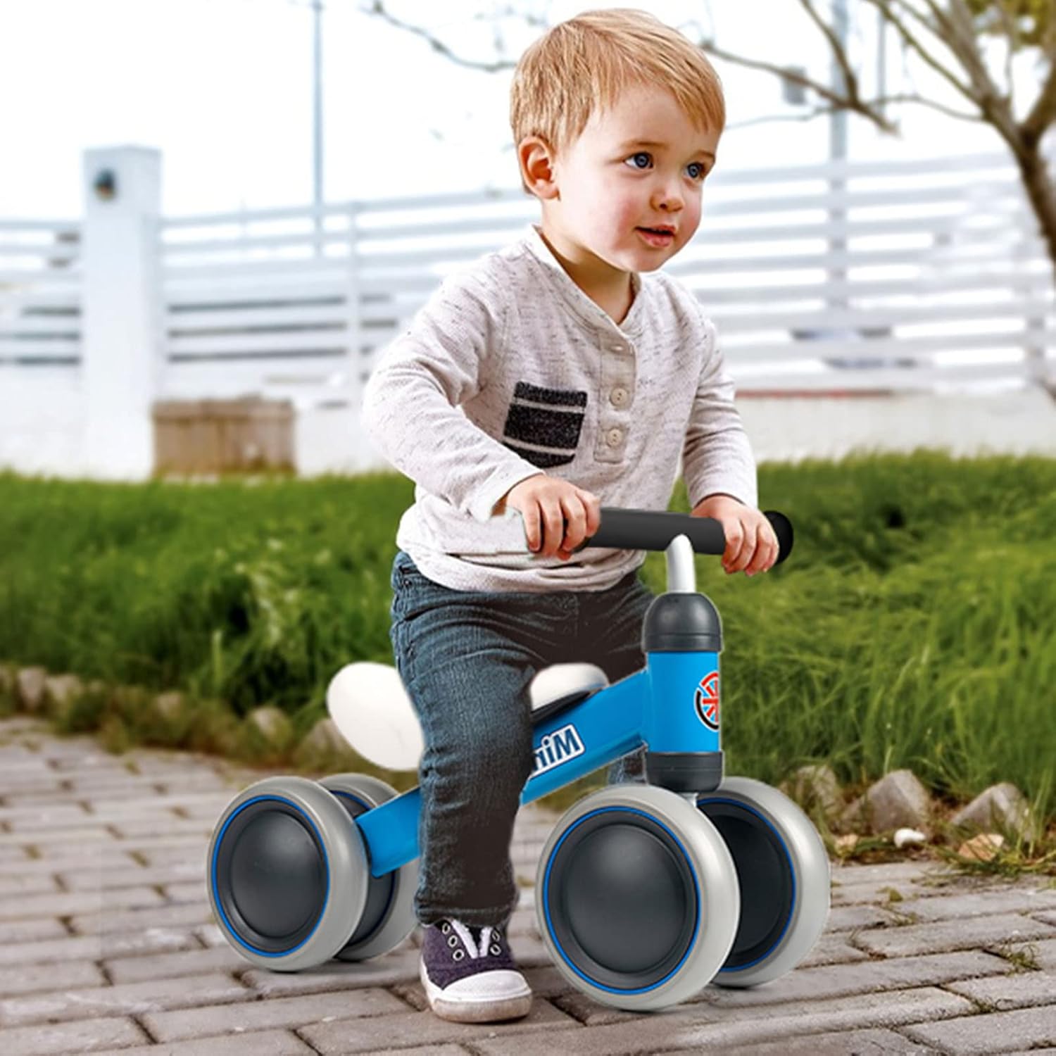 Bicicletas de equilibrio para niños de 10 a 24 meses, juguetes para niños y niñas de 1 año, bicicleta de 4 ruedas, sin pedales para niños pequeños,