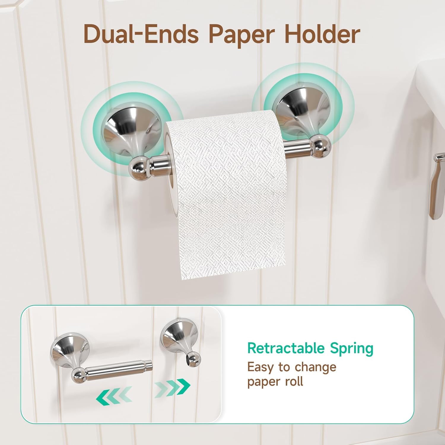 USHOWER Juego de accesorios de baño de cromo pulido, juego de toallero de 24 pulgadas montado en la pared, juego de accesorios de baño resistentes,