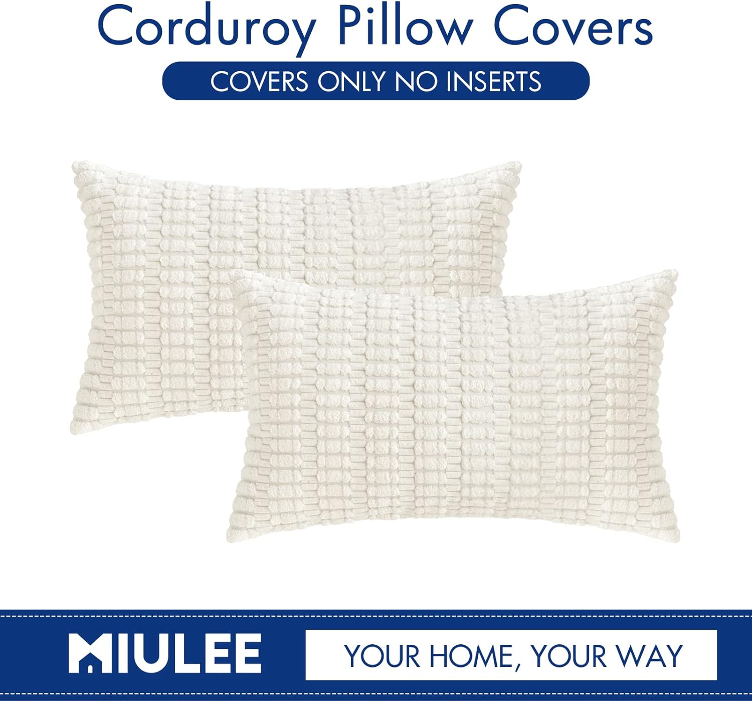 MIULEE Paquete de 2 fundas de almohada decorativas de pana de 12 x 20 pulgadas, suaves fundas de almohada bohemias a rayas, decoración moderna para